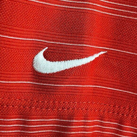 Nike Golf Polo Shirt Dri Fit Athletic Striped Short Sleeve Red White Mens Small - Picture 3 of 9